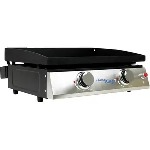 Flame King 22-inch Double Burner Flat Top Griddle for Outdoor BBQ Grill, Portable Propane Gas Griddle for Camping and Tailgating