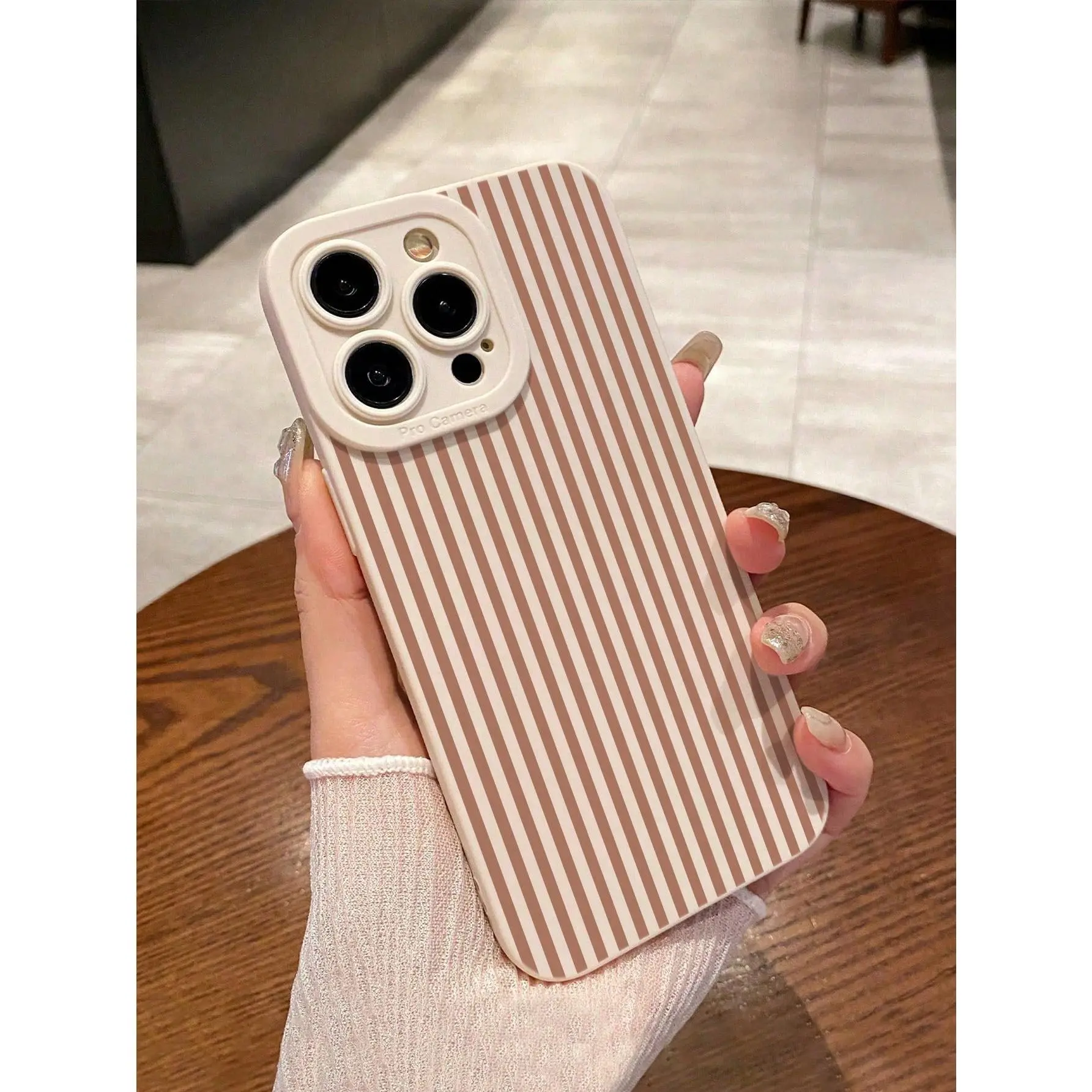 Brown Striped TPU Cellphone Cover - Precise Cuts, Shockproof Protection, Phone Accessories Compatible with iPhone 11/12/13/14/15/16/17, Ideal Christmas Gift for Loved Ones