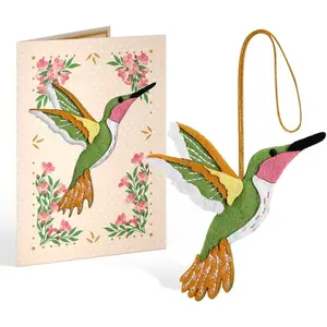 Handmade Serene Hummingbird HeartFelt Charm Card |   Soft Felt Bird Keychain for Wallet, Handbag, Car Key, Home Decor |   Ornaments, Bag Charms, Key Ring, Purse Accessories, Gift Toppers Rotating Cross Crown Circle Pendant Necklace