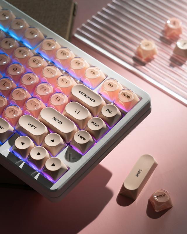 Womier PBT Keycaps MOA Profile for US layout Mechnical Keyboard，128 Keys Double-Shot Keycap