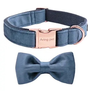 ARING PET Velvet Dog Collar with Soft Bow Tie, Metal Buckle Dog Accessory for Small, Medium & Large Dog Breeds