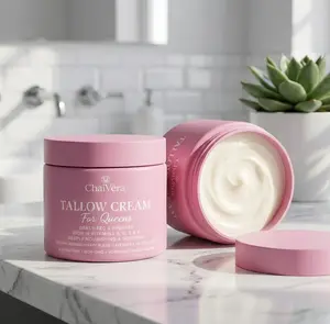 ChaiVera Tallow Cream Peaceful Night - 2 oz Grass-Fed Beef Tallow Cream with Vitamins A D E K for Radiant Skin Care Natural Ingredients & Luxurious Hydration