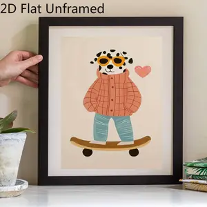 2D Flat 1pc Unframed Skateboard Canvas Wall Art, Poster Print, Artwork Wall Painting for Gift, Bedroom, Office, Living Room, Wall Decor, Dormitory Decor, New Year Decor, Home Decoration, Halloween, Christmas