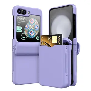 Plastic with Card Holder Phone Case for Samsung Galaxy Z Flip 7 6 5 4 3 3Flip6 Flip5 Flip4 Flip3 Full Hinge Shockproof Cover