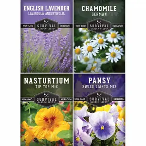 Edible Flowers Collection - Lavender, Chamomile, Nasturtium, & Pansy