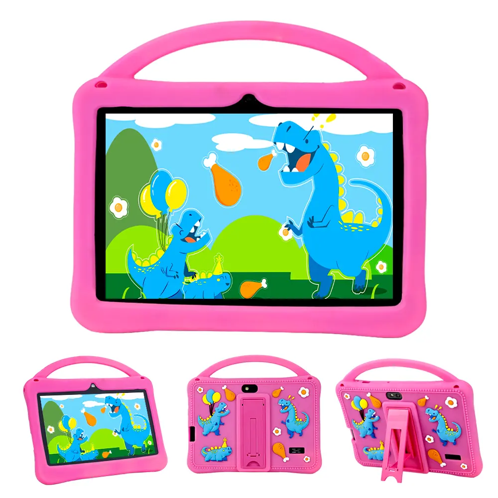 [New Arrival] Veidoo 7 In Kids Educational Tablet, Allwinner Quad-Core CPU, 2GB RAM, 32GB Expandable ROM, Iwawa Parental Control, WiFi, Dual Camera, Bluetooth, HD LCD Digital Screen, SD Card Support, Remote Compatible, Silicone Case (Blue, Pink)