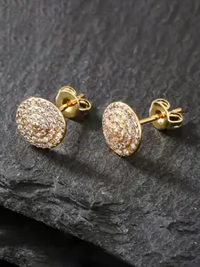 ICED CHICS stylish curved hip-hop stud earrings, Artificial Zirconia Earrings, made of copper and synthetic zirconia, are perfect for men to wear at street concerts or as gifts, Statement Earrings