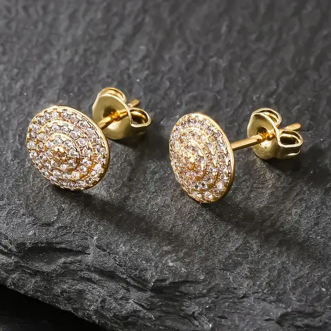 ICED CHICS stylish curved hip-hop stud earrings, Stylish Jewelry, Artificial Zirconia Earrings, made of copper and zirconia, are perfect for men to wear at street concerts or as gifts, Statement Earrings, Inlaid Zircon
