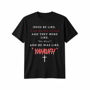 Humorous Christian Bible Verse TShirt Featuring Yahweh and Jesus Design with Bold Red Hebrew Letters and John 858 Scripture Lightweight Short Sleeve Round Neck Casual Church Attire Suitable for Men and Women AllSeason Vintage Style Crew Neck Regular Fit