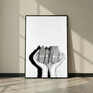 Money Manifestation Wall Art Print, Black and White Cash Hands Poster, Abundance Affirmation Decor, Minimalist Finance Photography
