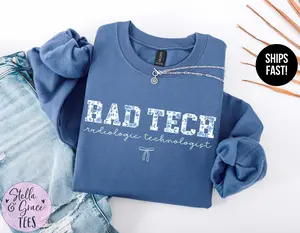 Rad Tech T-Shirt / Sweatshirt, Blue Toile Radiologic Technologist shirt , X-Ray Tech t-shirt , Medical Imaging shirt, Radiology Apparel, Rad Tech Shirt Clothes Crewneck