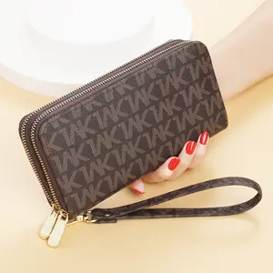 Long Wallet Women European American Style 2026 New Double Zipper Handbag Ladies Double Layer Printed Large Capacity Phone Bag