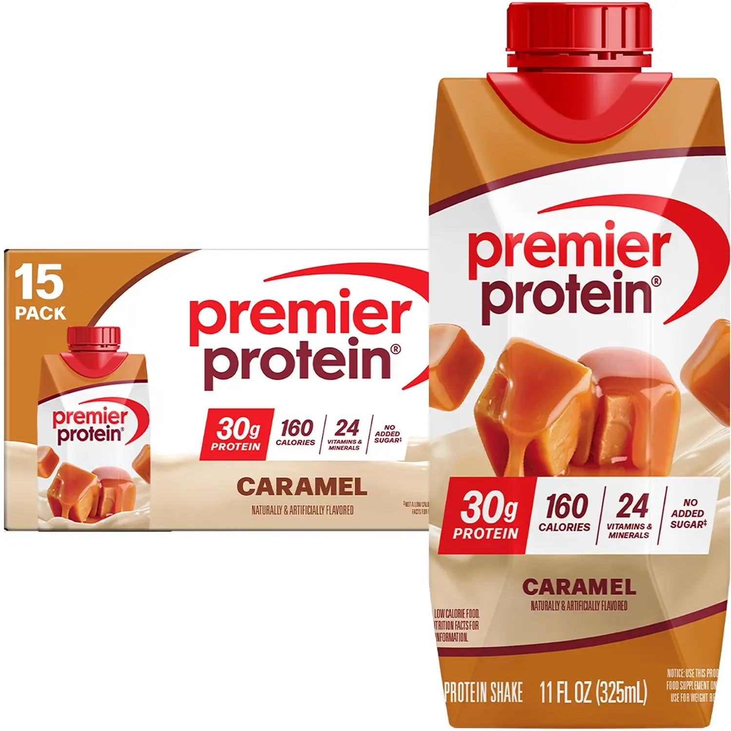 Premier Protein 30g High Protein Shake, Caramel 11 fl. oz., 15 pk. Premier Protein 30g High Protein Shake, Caramel 11 fl. oz., 15 pk.