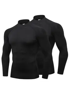 Men's Thermal Underwear Mock Turtleneck High Neck Plain Shirts Long Sleeve Slim Fit Tight-fitting Tops Quick Dry Base Layer Compression Top Casual Comfy Thermal Underwear for Fall & Winter