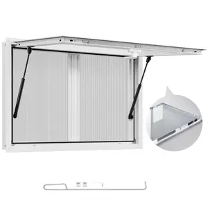 Summervibes VEVOR Concession Window 36x24 in, Aluminum Alloy Service Window for Food Truck, Up to 85 Degrees Stand Serving Window with 2 Sliding Windows, Awning Door, and Drag Hook, for Concession Trailers