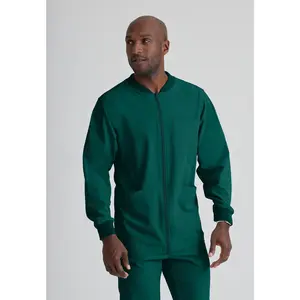 Men's Full-Zip Bomber Scrub Jacket (Hunter Green)