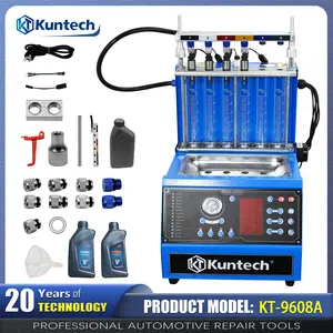 Kuntech KT-9608 High Pressure GDI Fuel Injector Cleaning Detector, Ultrasonic 6-Cylinder Injector Cleaner Tester with 13 Test Modes & Full Adapter Set for Gasoline Direct Injector Repair