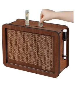 Wooden Cash Money Saving Box,Piggy Bank for Kids & Adults,10000 Savings Challenge Box,Coin Bank Toys Gift for 3-12 Year Old Boys & Girls (10000 Dollar)