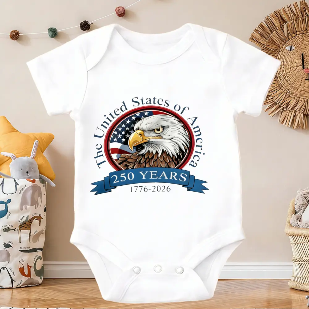 United States Eagle 250 Years Baby Onesie Cotton Short Sleeve Bodysuits | Breathable for Diaper Changes & Clothing, -Diagnosis for Caregivers - baby stuff Essential baby boy Spring Summer Fall Outfit, Perfect for Outdoor