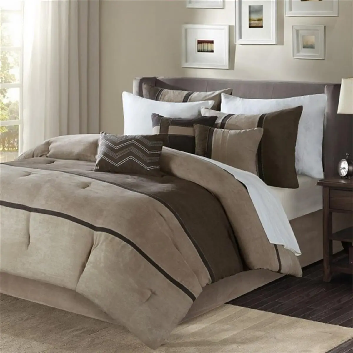 212 MAIN Palisades 7-Piece Solid Finish Casual Comforter Set - Queen Size Bedroom Bedding, Soft Bedding for Reptile & Amphibian Habitat Decorations, Bedroom Bedding Set, Soft Bedding Set