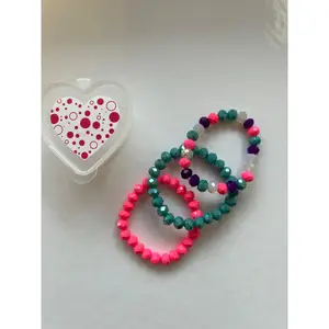 Valentine Heart Bracelets - Pink & Teal Tones