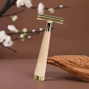 Lady Facial Safety razor for women Ladies Girls Her Eco Friendly Zero waste with 5 double edge shaving blades Manual Shaving Easy to Use for under Arms Armpits Legs Bikini Razor Hair Removal