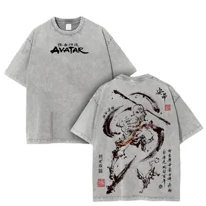 Aang Shirt, Avatar the Last Airbender Shirt, Vintage T-Shirt Menswear Top Underwear Tshirt The Last Air Nomad - The Avatar Anime Double Printed  Washed Tee Streetwear Manga Graphic Tee anime manga-style graphics christian
