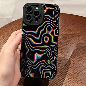 Gradient Wave Lake Pattern Shockproof Ultra-Thin Protective Phone Case, Full Camera Lens Protection, Soft Cover Cellphone Accessories for iPhone 17/16/15/14/13/12/11/plus/pro Max TPU Smartphone Cover
