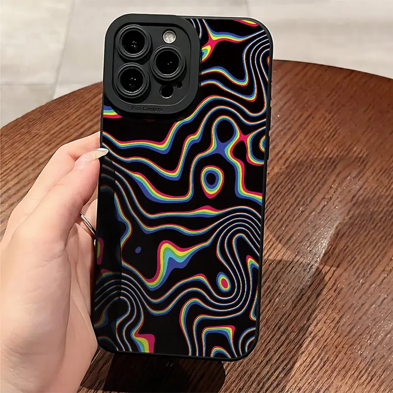 Gradient Wave Lake Pattern Shockproof Ultra-Thin Protective Phone Case, Full Camera Lens Protection, Soft Cover Cellphone Accessories for iPhone 17/16/15/14/13/12/11/plus/pro Max TPU Smartphone Cover