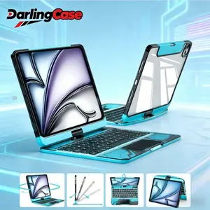 DarlingCase RGB Backlit iPad Keyboard Case for A16, 10th Gen Air, and Pro Models (11 & 12.9 Inches) - Multi-Functional Design with Rotating Features and Pencil Holder for Enhanced Typing Experience