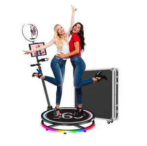 MWE 360 Photo Booth Machine for Parties,Extra Battery,Logo Customization,Software APP Remote Automatic 360 Spin Camera Booth  for 2-3 People (26.8''-45.3'')