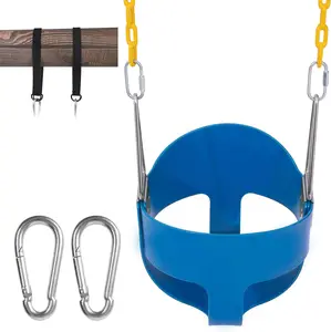 [Deals For You] Toddler High Back Full Bucket Swing Seat Kids Swing Set Accessories with 66 in Coated Chain,2PCS Snap Hooks & 2PCS Hanging Strap Support 660lb (Blue)