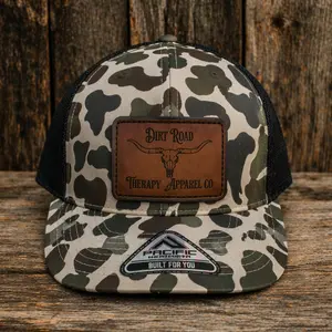Longhorn leather patch camo SnapBack