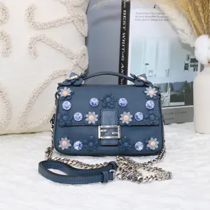Pre-owned FENDI Kan I F Mini Bag Floral & Jewel Embellished Authentic Material Stylish Accessory for Casual Outings 866