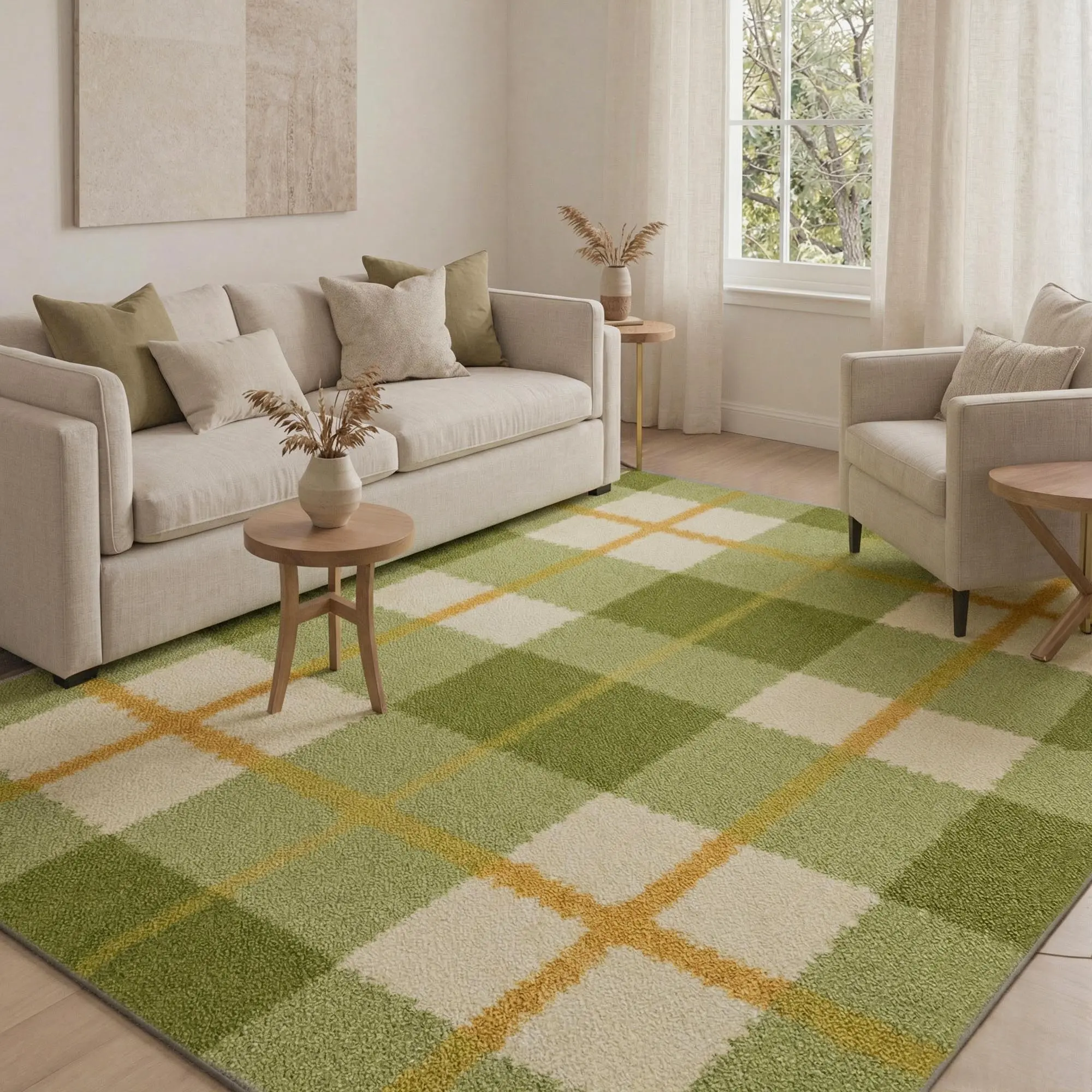 【Back To School】GENIMO Rug – Machine Washable, Pet Friendly, Non-Slip Floor Rug, Soft Area Carpet, Ideal for Living Room, Bedroom, Kitchen, Hallway ,ARM033-VIRIDIAN