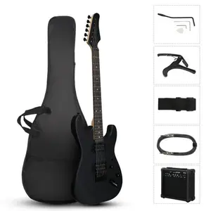 Ktaxon 39 Inch Electric Guitar, Full Size Solid Body H-H Pickups 6 Strings Beginner Guitar Kit With AMP, Upgrade Cable & Guitar Capo, Tremolo Arm, Gig Bag & Strap (Matte Back)