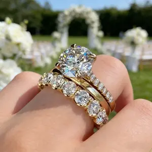 Women's ring three-piece set, elegant zircon wedding ring, engagement party matching ring toe cluster  Witch Knot Stackable Emerald-Cut Cocktail Titanium Beveled Diamond chain halo nikki reed jewelry accessory gift christmas day protective Gold Plated Min