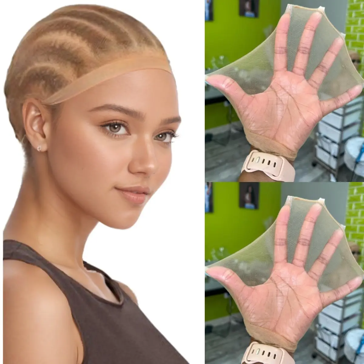 HD Wig Cap 2 Pieces Ultra-thin Wig Caps Invisible Nude Skinlike and Stretchy Wig Cap for lace front wig