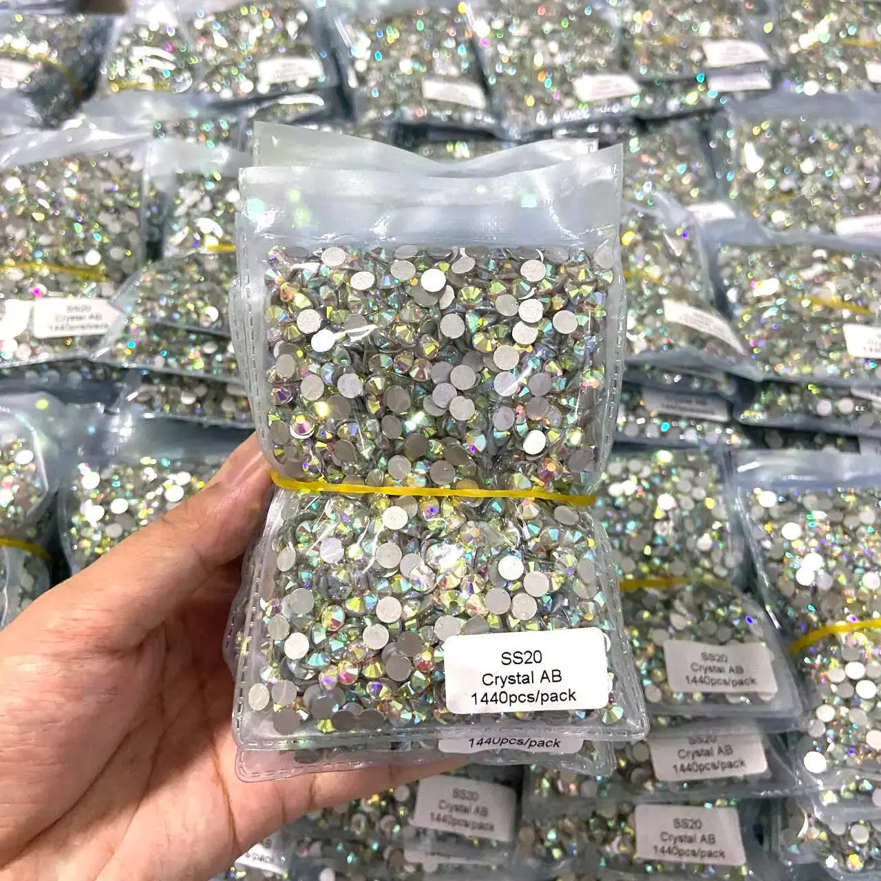 1440pcs Nail Clear/AB Glass Strass FlatBack Crystal Rhinestone (SS3-SS20)3D Nail Gem Stones Non-Fix Nail Rhinestone 1.3-4.8mm