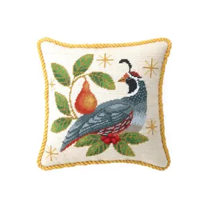 Peking Handicraft  12 x 12 in. Winter Partridge Needlepoint Pillow