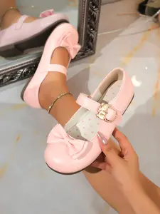 Women's Champagne Gold Bow Mary Jane Flat Shoes, Sweet One-Strap Buckle College Style Single Shoe, Elegant and Comfortable Footwear