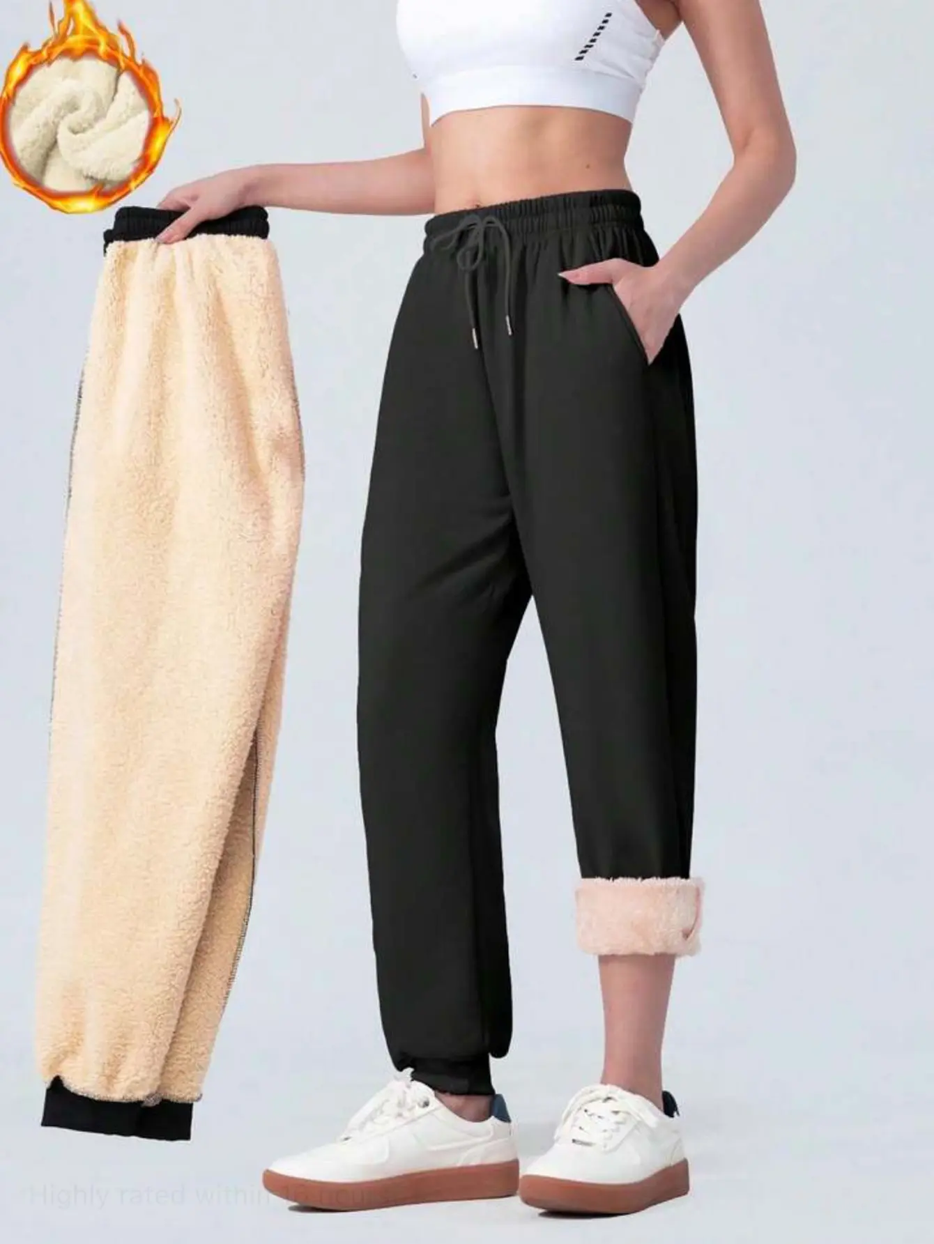 Women's Outdoor Hiking Pants for Autumn and Winter with Fleece Lining, Thickened Casual Ankle-Length Sports Pants, Suitable for Cold Weather Activities Urban Harri Joggers Soft Jogger Trousers Solid Color Joggers Tactical Joggers work outfits women