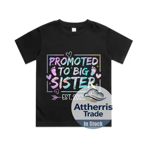 Promoted to Big Sister 2026 Soon to be Big Sis Girls Cotton T-shirt, Graphic Print Round Neck Short Sleeve Casual Tee for Boys Girls
