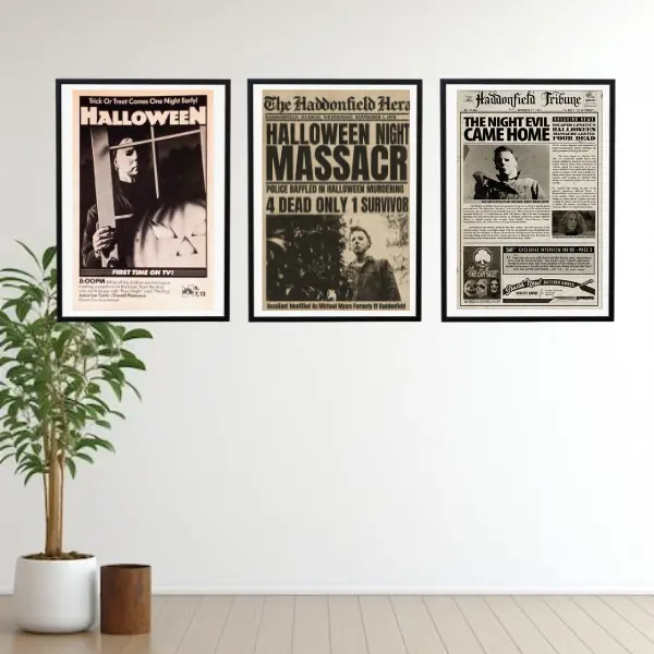 [No Frame] Vintage Horror Movie Newspaper Poster, Michael Myers Wall Art Print - 2026 Poster - Movie Poster - Home Decor Poster - Best Gift