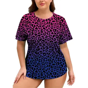 Womens Plus Size Short Sleeve Rash Guard Swim Shirt UPF 50+ Sun Protection Swimsuit Top