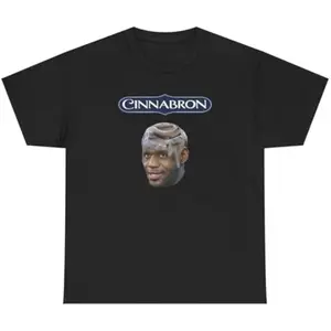 Viral Cinnabron Lebron James Meme Tee Funny Parody Short Sleeve Graphic T-Shirt for Basketball Fans Streetwear Style Casual Daily Outfit