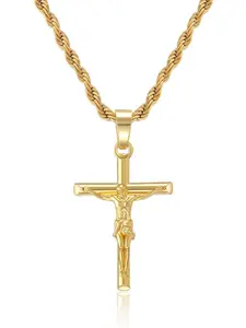 14K Gold Plated Crucifix Cross Necklace for Men and Women Cross Pendant Necklace for Boys 18-24 Inch