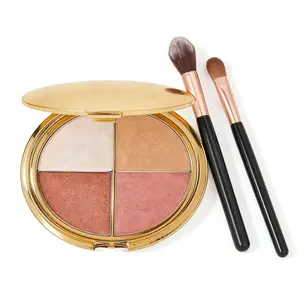 Women's Highlighter & CheekPaletteGlowjiuHighlighter&Cheek Palette with Brush, a 4-in-1026Multi-FunctionalMakeupPalette MforHighlighter,Eyeshadow,Blush,Contouring, andFoundation