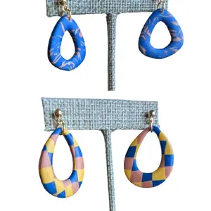 Polymer Clay Earrings on Gold Hypoallergenic Studs Unique Designs Natural Materials