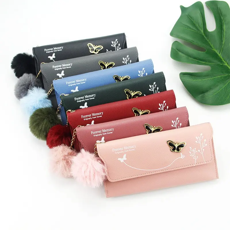 Women's Long Wallet Simple Faux Fur Bow Handbag, Card Holder Coin Purse for Christmas Halloween Summer Winter Valentine's Day Gift Trifold Wallets